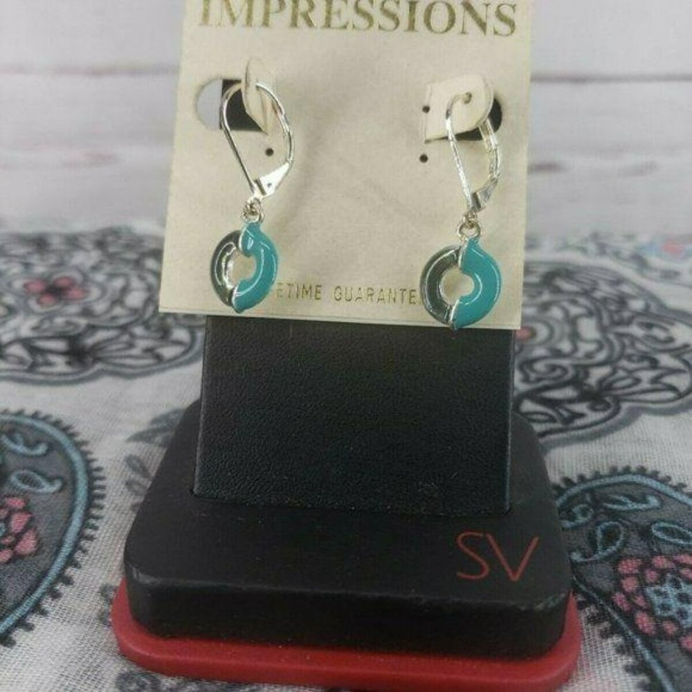 Impressions Black & Blueβ Hoop Dangle Earrings